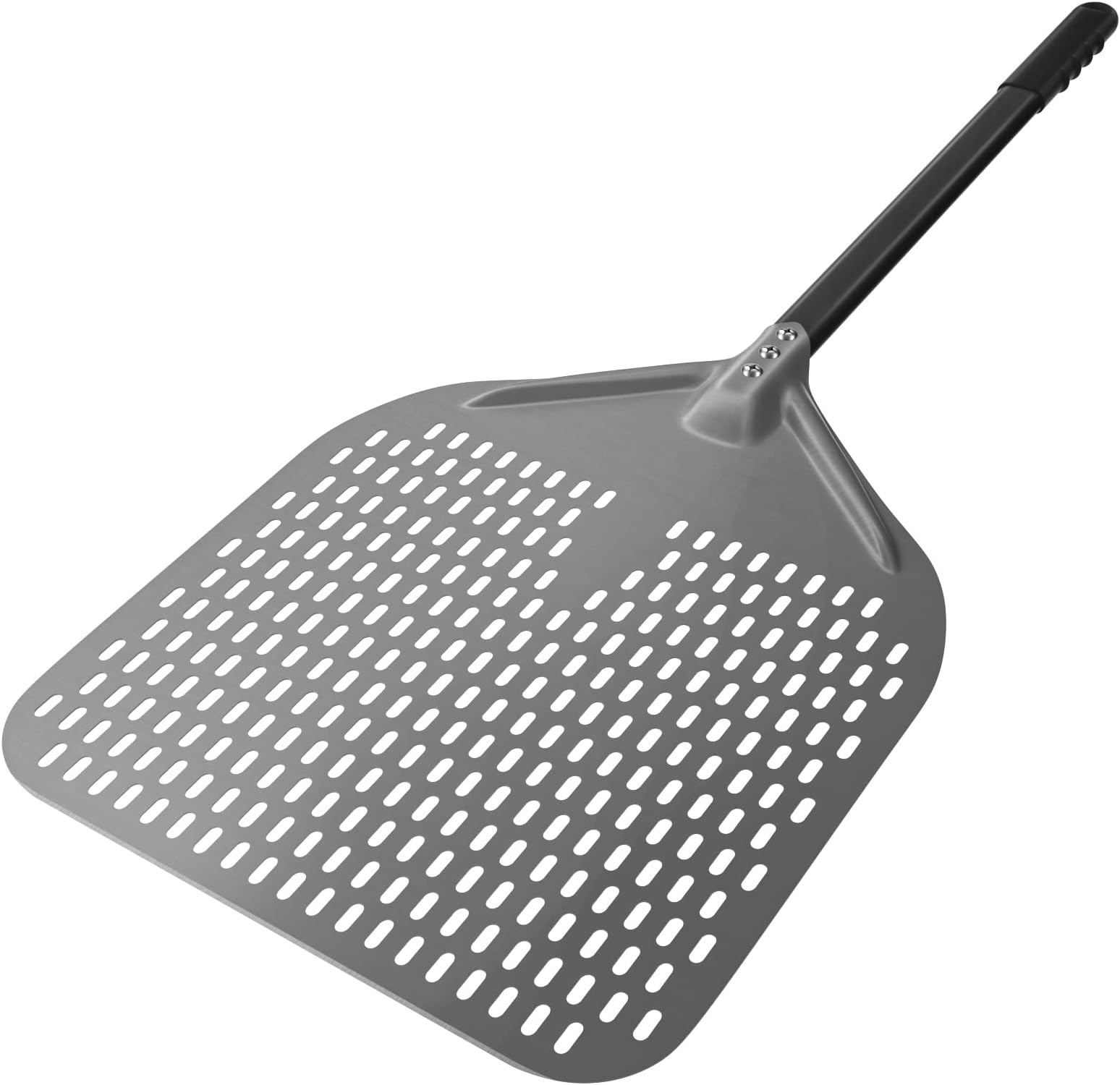 14” Perforated Pizza Peel, Long Handle Hard Anodized Aluminum Pizza Peel, Extra Large Pizza Turning Peel, Professional Pizza Paddle, 34.8 inch overall