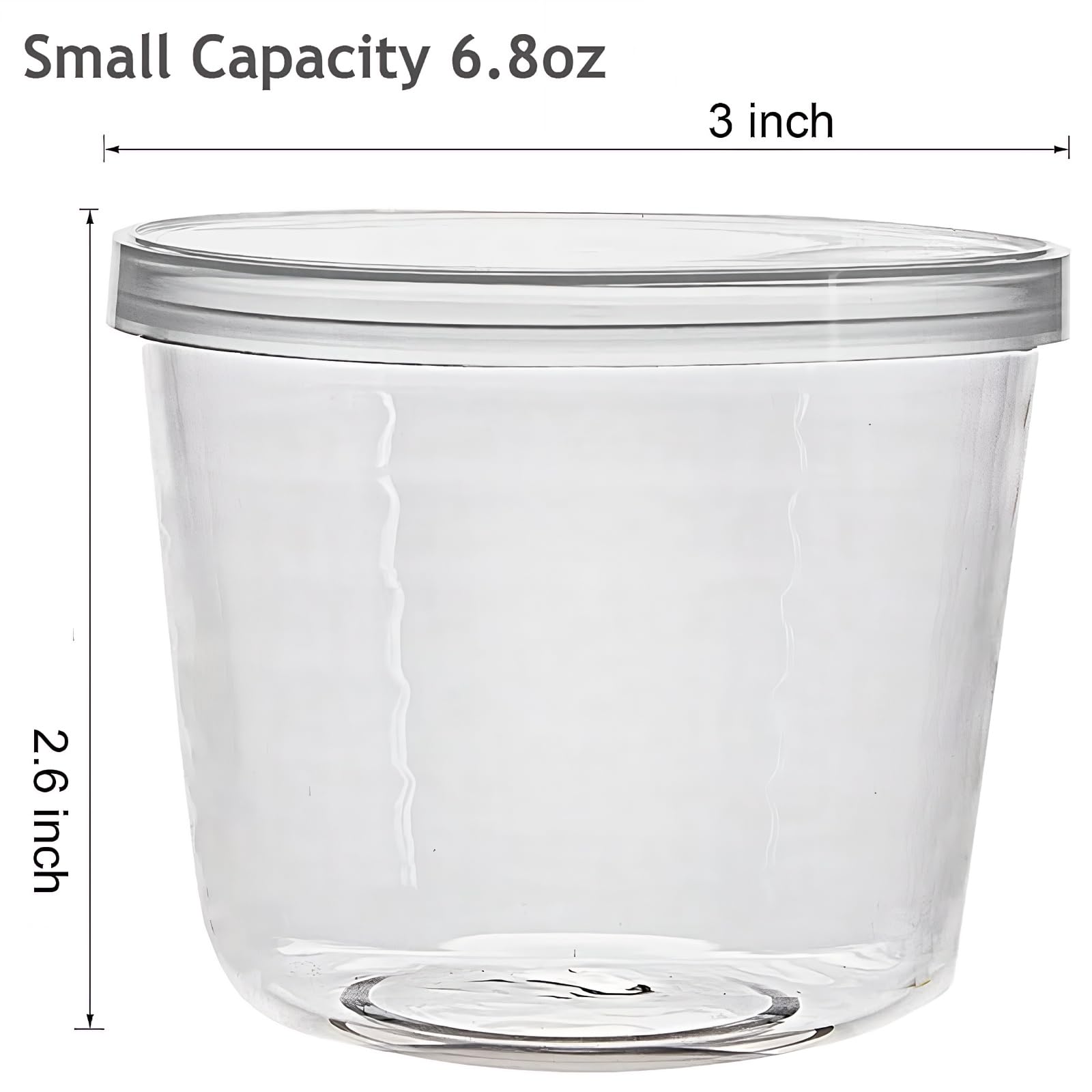 yarlung 9 Stück kleine Glasschalen mit Kunststoffdeckel, 193 ml, transparente Puddingbecher, Obstschale, Glasbehälter für Salat, Saucen, Kühlschrank, Gefrierschrank und Lebensmittelaufbewahrung