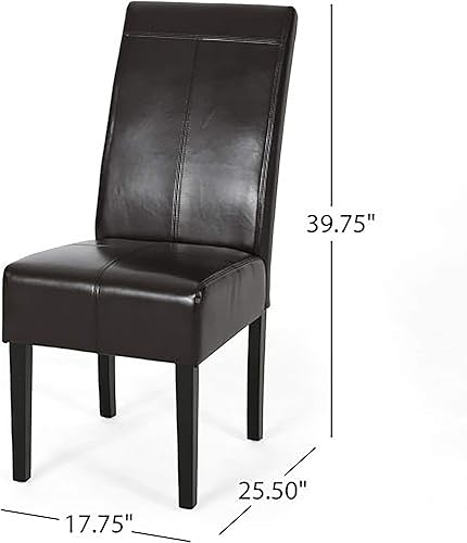 Miniatura 2 de 2-Piece Dining Chair Set, Wide Seat, Chocolate Brown Faux Leather, Solid Hardwood Frame