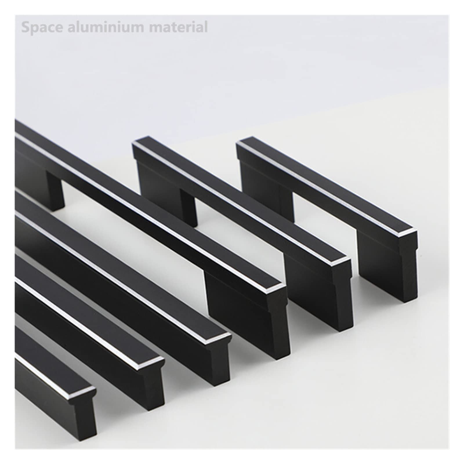 Poignée de porte armoire 6 pcs boutons tiroir argent bord noir