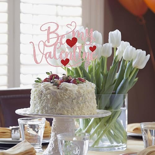 Miniatura 5 de Auteby 1 decoración para tarta de San Valentín con purpurina, decoración de pastel de feliz día de San Valentín, decoración de pastel de fiesta de