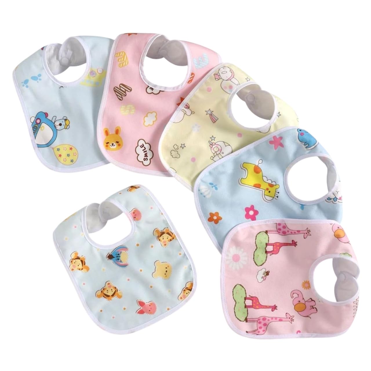 Little Boo Waterproof Spill Resistant Bibs, Baby Apron With Bib, Baby Bibs For 6 to 12 Months, Fastdry Bibs, Soft Cotton Bib Pack of 3(Multicolor Colour & Print May Vary)