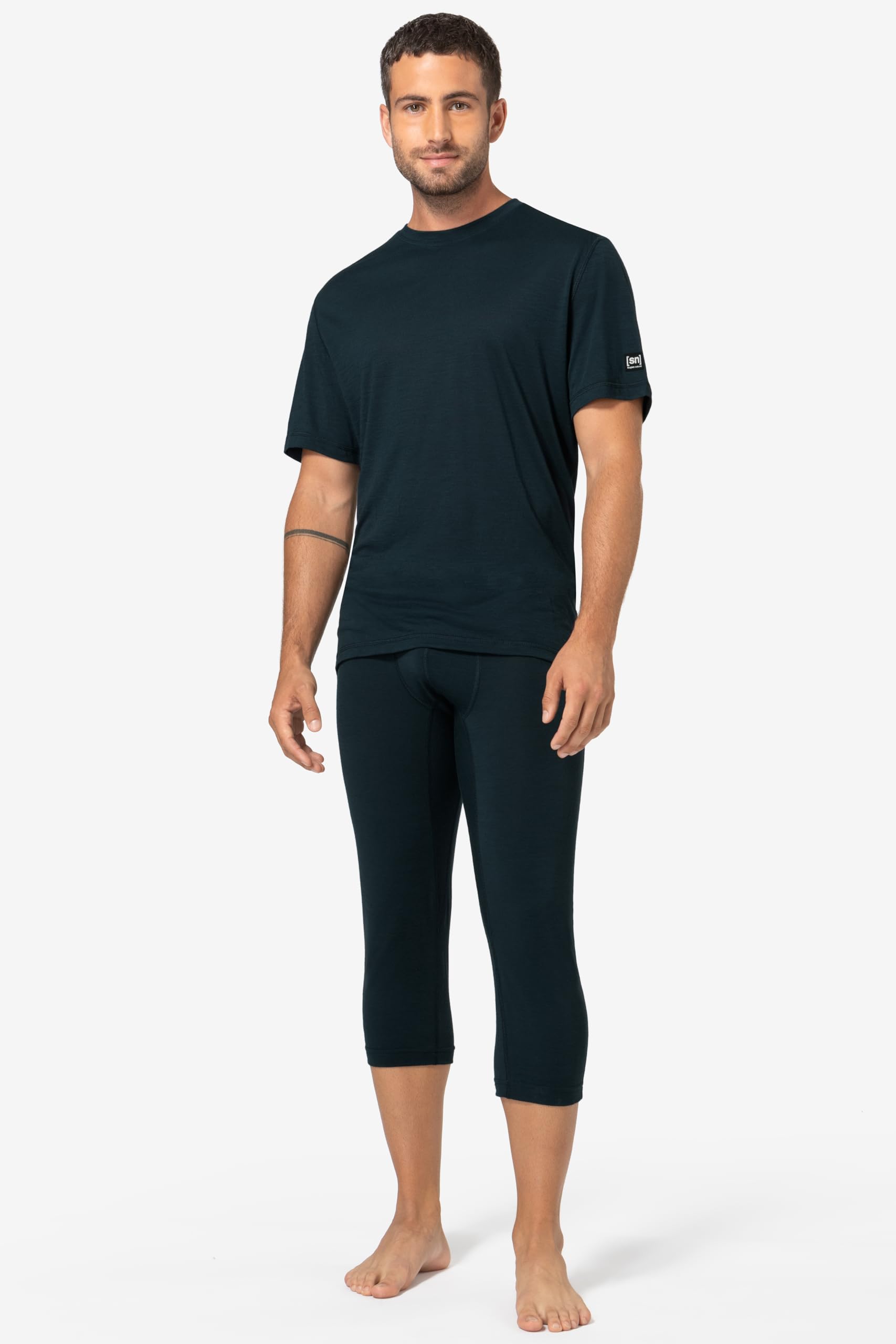 super.natural M SIERRA140 Tee Merino Shirt Herren Kurzarm Dunkelblau L - Geruchs- und feuchtigkeitsabweisendes T-Shirt, Sommer Funktionswäsche für Sport & Alltag