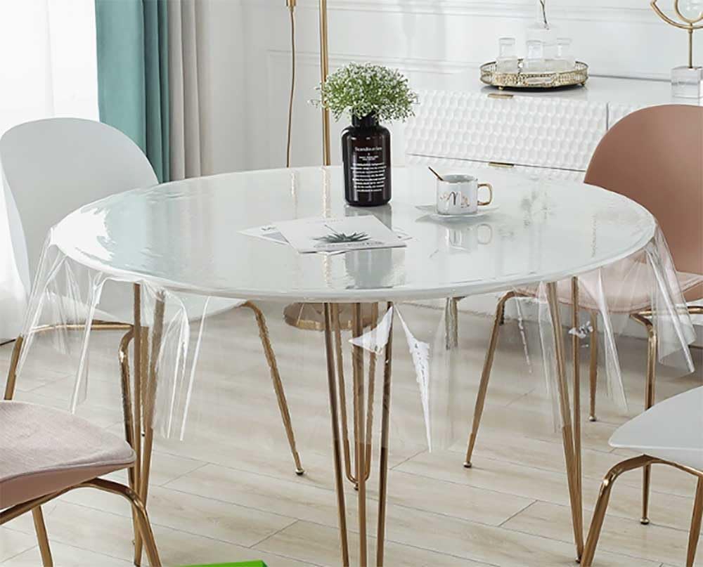 Clear Table Cover Protector Plastic Cover Round, PVC Protector Water Resistant,Table Pads for Dining Room,Coffee (Clear,78 inch Round)
