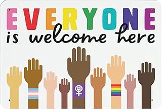 Dreacoss Equality Prints, Diversity, Inclusion,Teacher Racism,Everyone Is Welcome Here Vintage Poster Metal Tin Signs Wall Decor Classroom Decor Gifts, 8X12inch