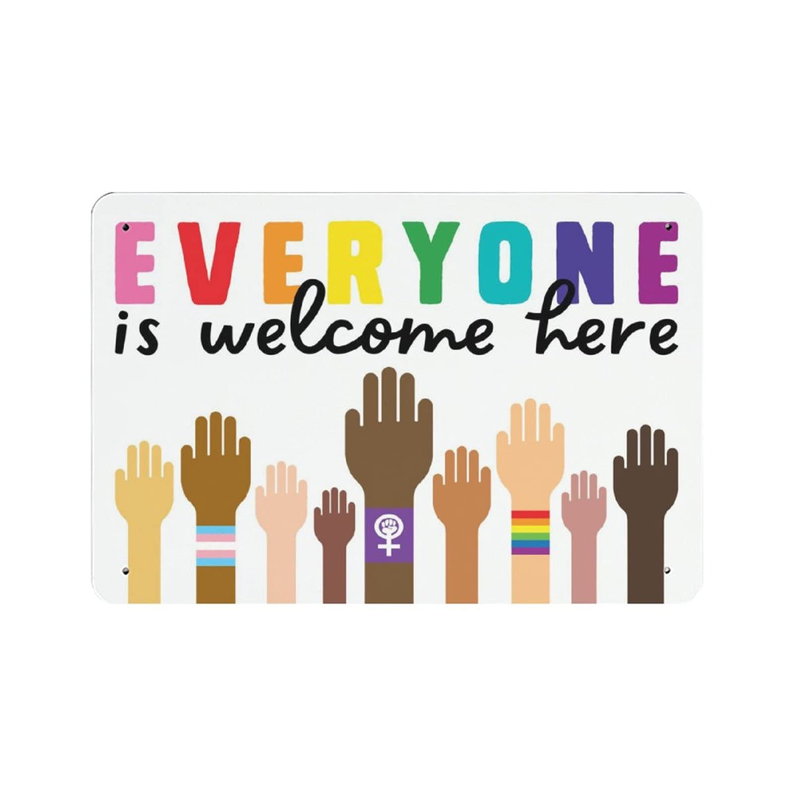 Dreacoss Material_tin12 Equality Prints, Diversity, Inclusion,Teacher Racism,Everyone Is Welcome Here Vintage Poster Metal Tin Signs Wall Decor Classroom Decor Gifts, 8X12inch