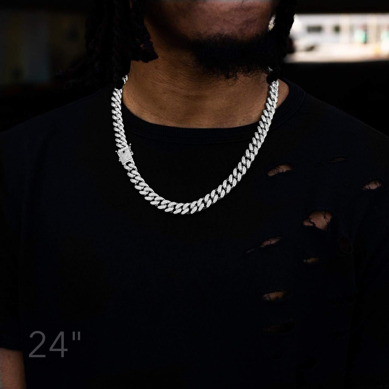 Hip Hop Iced Out Miami Cuban Link Chain Necklace or Bracelet for Men Women, Real 18K Gold/White Gold Plated Diamond CZ Jewelry - Image 3