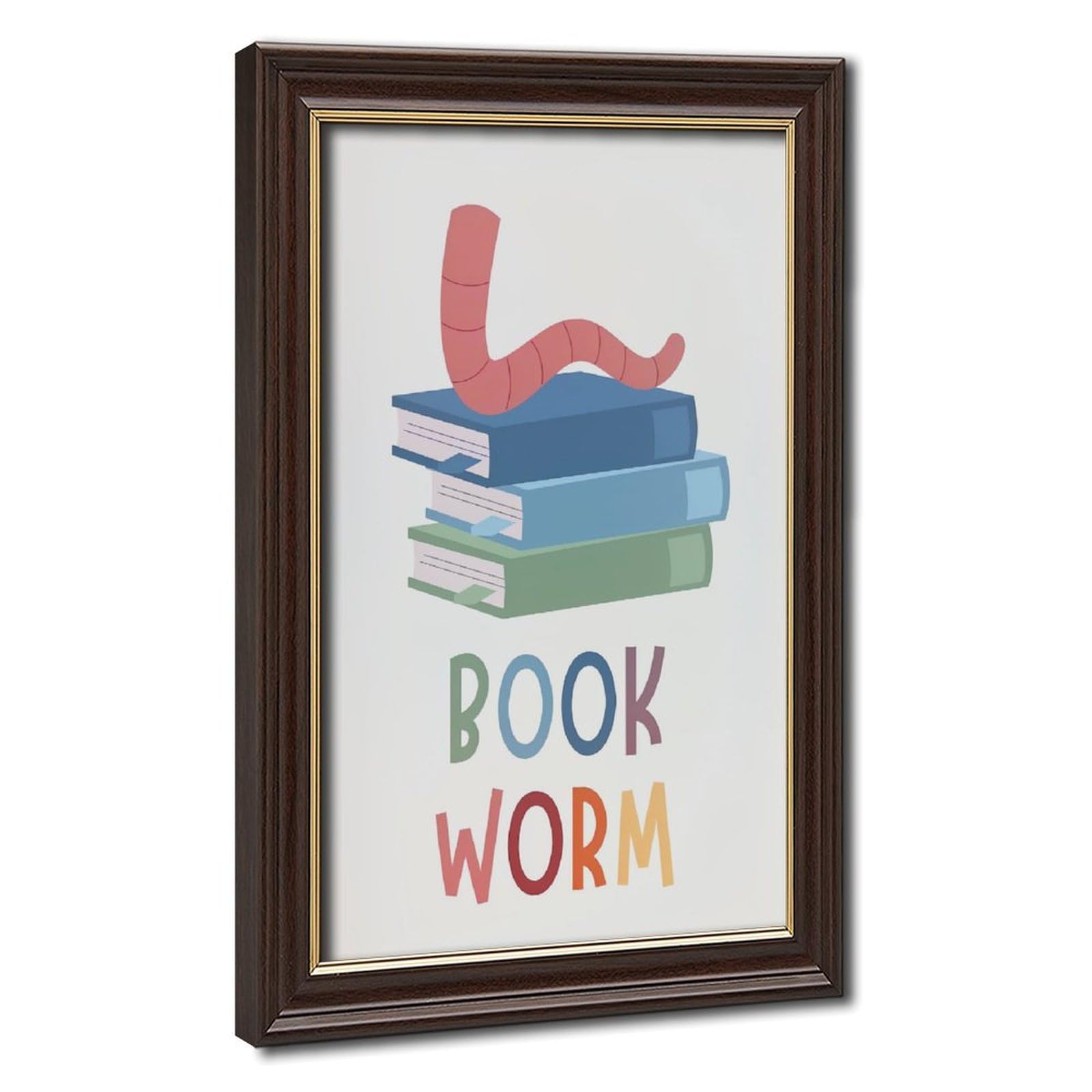 AYINUER Book Worm With Stacked Books Educational Canvas Poster Canvas Poster for Bedroom Decor Gift