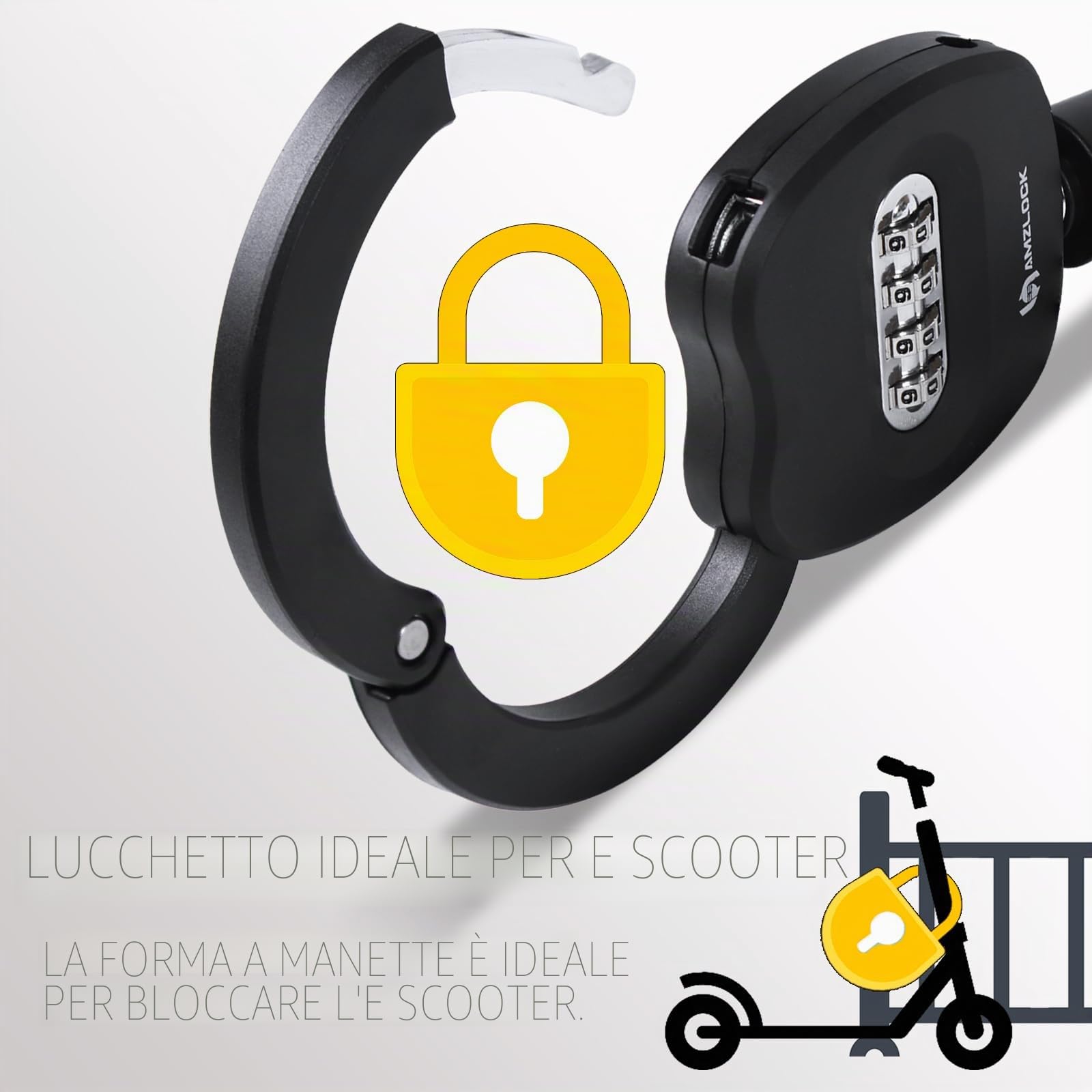 Lucchetto Bici, Antifurto Monopattino Elettrico, Catena Bicicletta Antifurto con Borsa di Immagazzinaggio, Serratura di Sicurezza delle Manette e Serratura a Catena Spessa 8mm