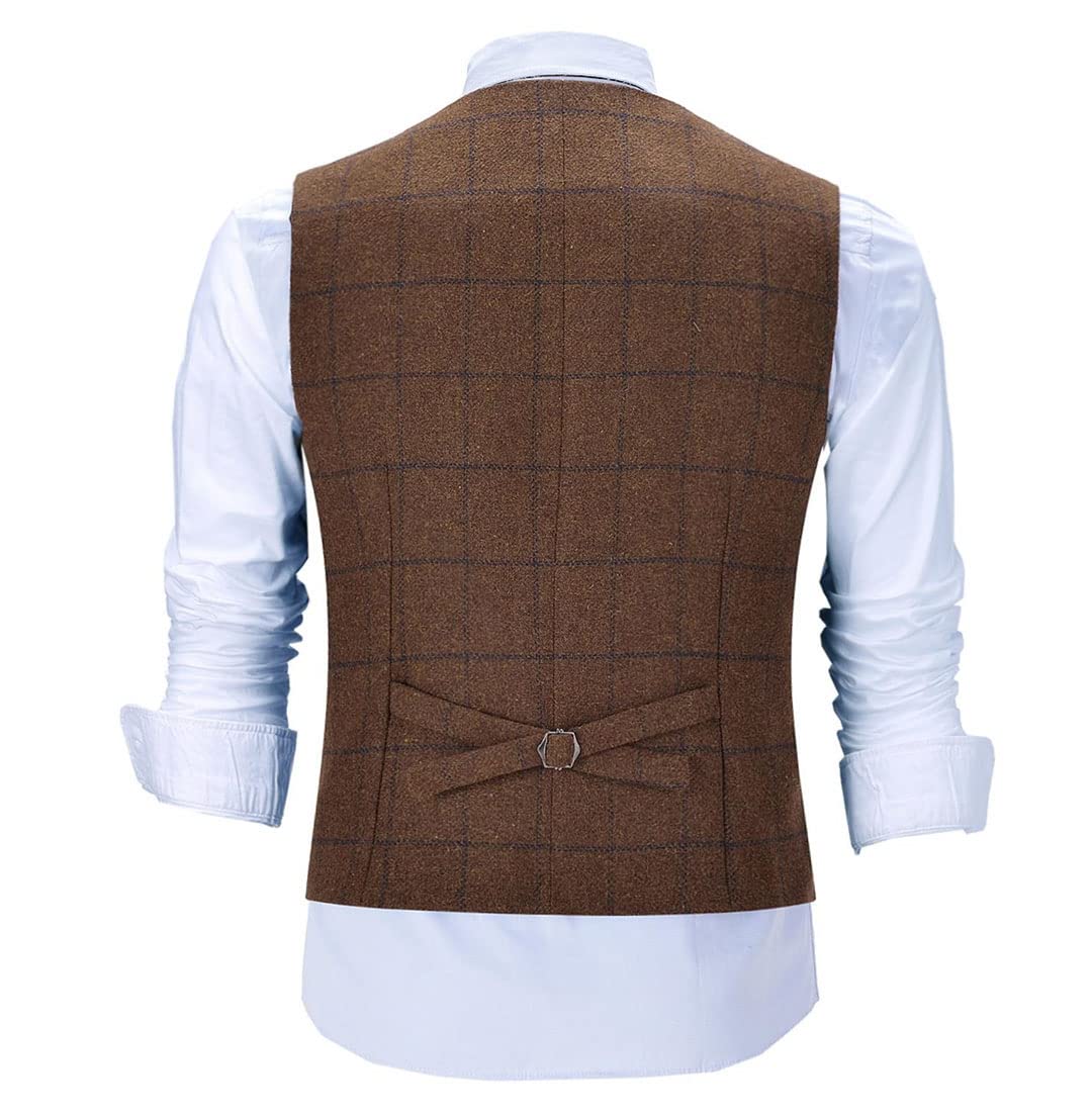 Vogrtcc Chaleco casual de lana a cuadros para hombre, EN8, XXXL