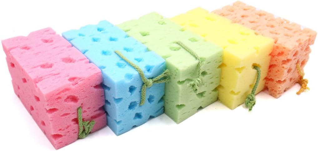 uxcell 5pcs Multicolor Rectangle Honeycomb Style Vehicle Car Cleaning Washing Sponge