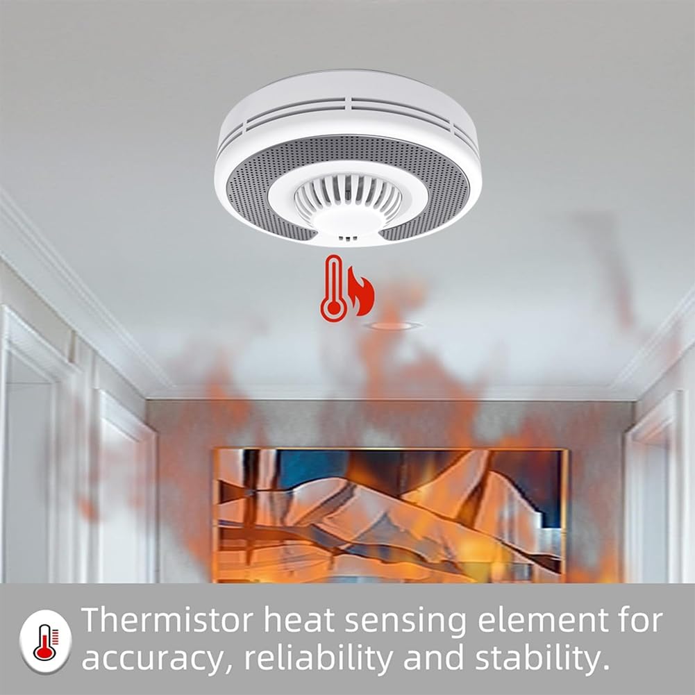 WiFi Smart Hitzemelder mit Tuya App-Steuerung, WiFi Wärmealarm mit versiegelter 10-Jahres-Li-, BS 5446-2, VH03W