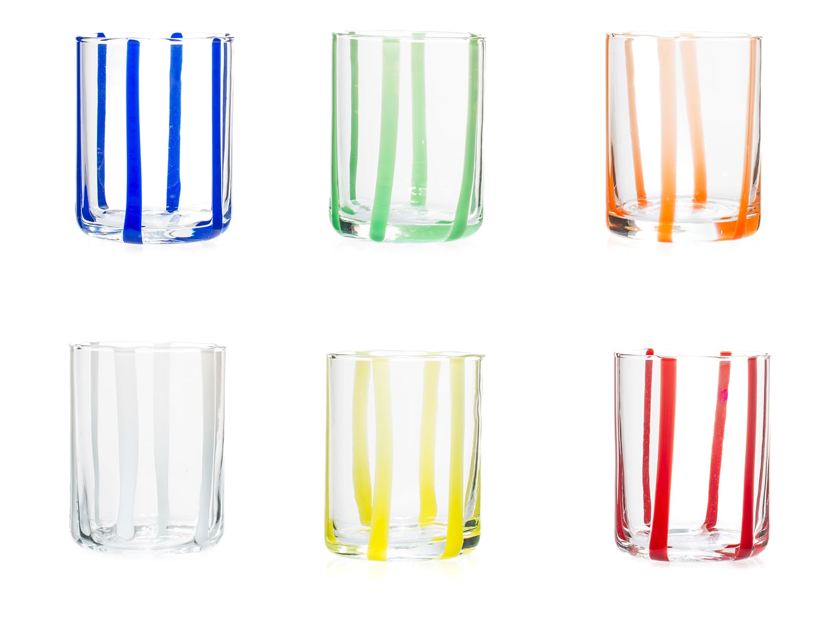 H&H 6 Venetian Glass Decorated Glasses 33 cl