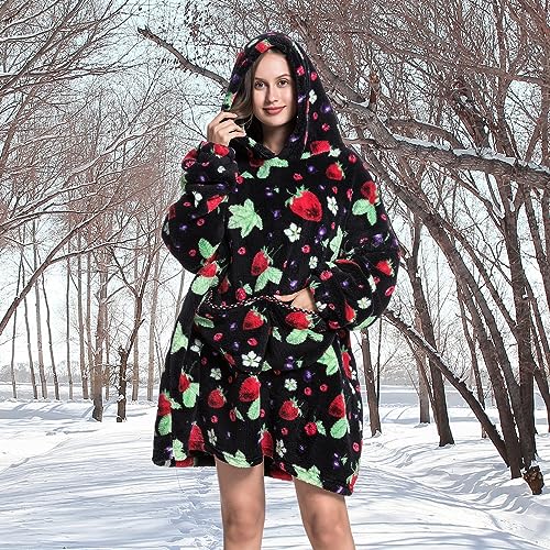 Oversized Blanket Hoodie, Adult Women Sherpa Fleece Wearable Blanket Warm and Cozy Giant Hooded Blanket Fluffy Sweatshirt for Women and Men - Image 2