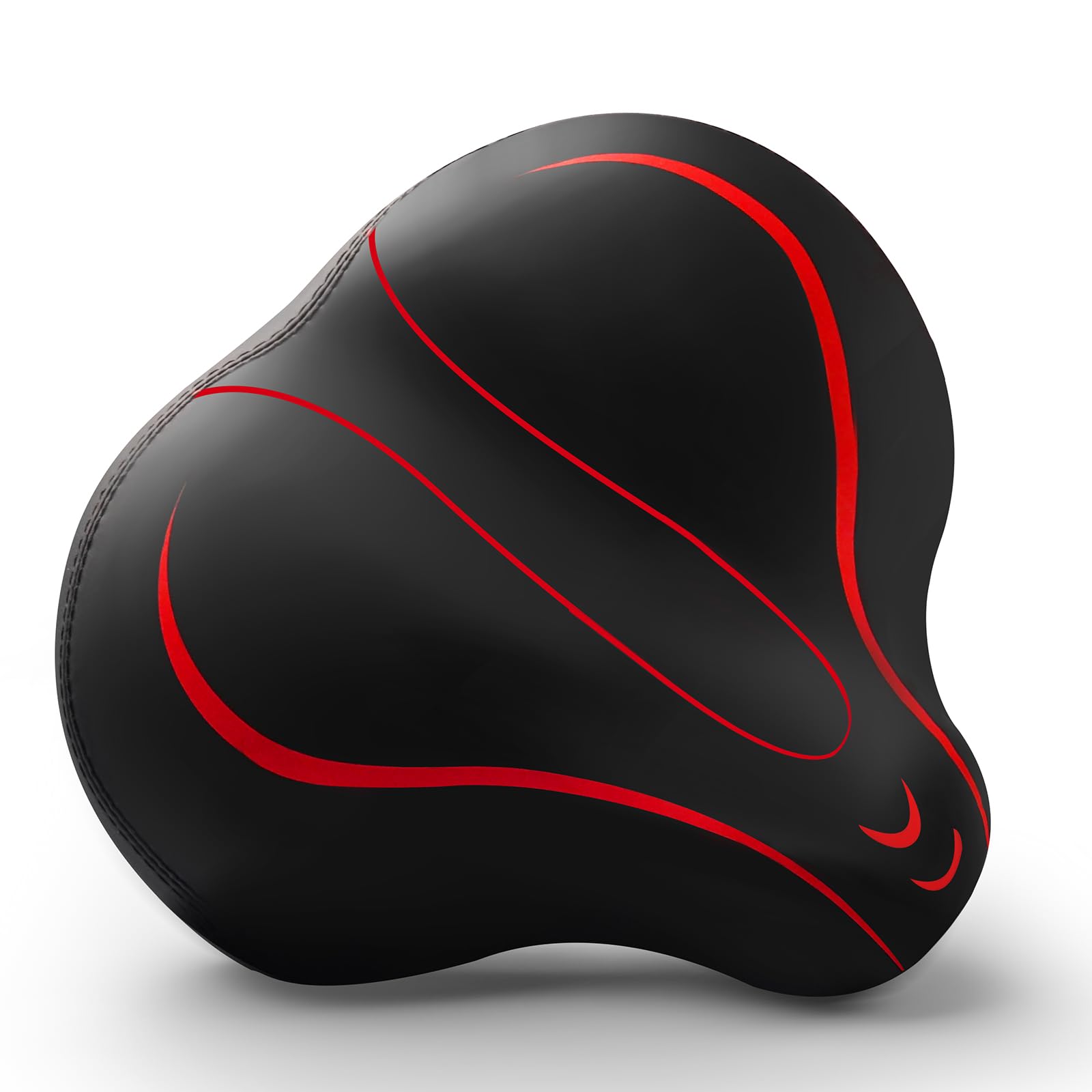 Noseless Oversized Bike Seat, Comfortable Bike Seat - Waterproof Leather Bicycle Seat with Extra Padded Memory Foam - Bicycle Seat for Men/Women (Red)