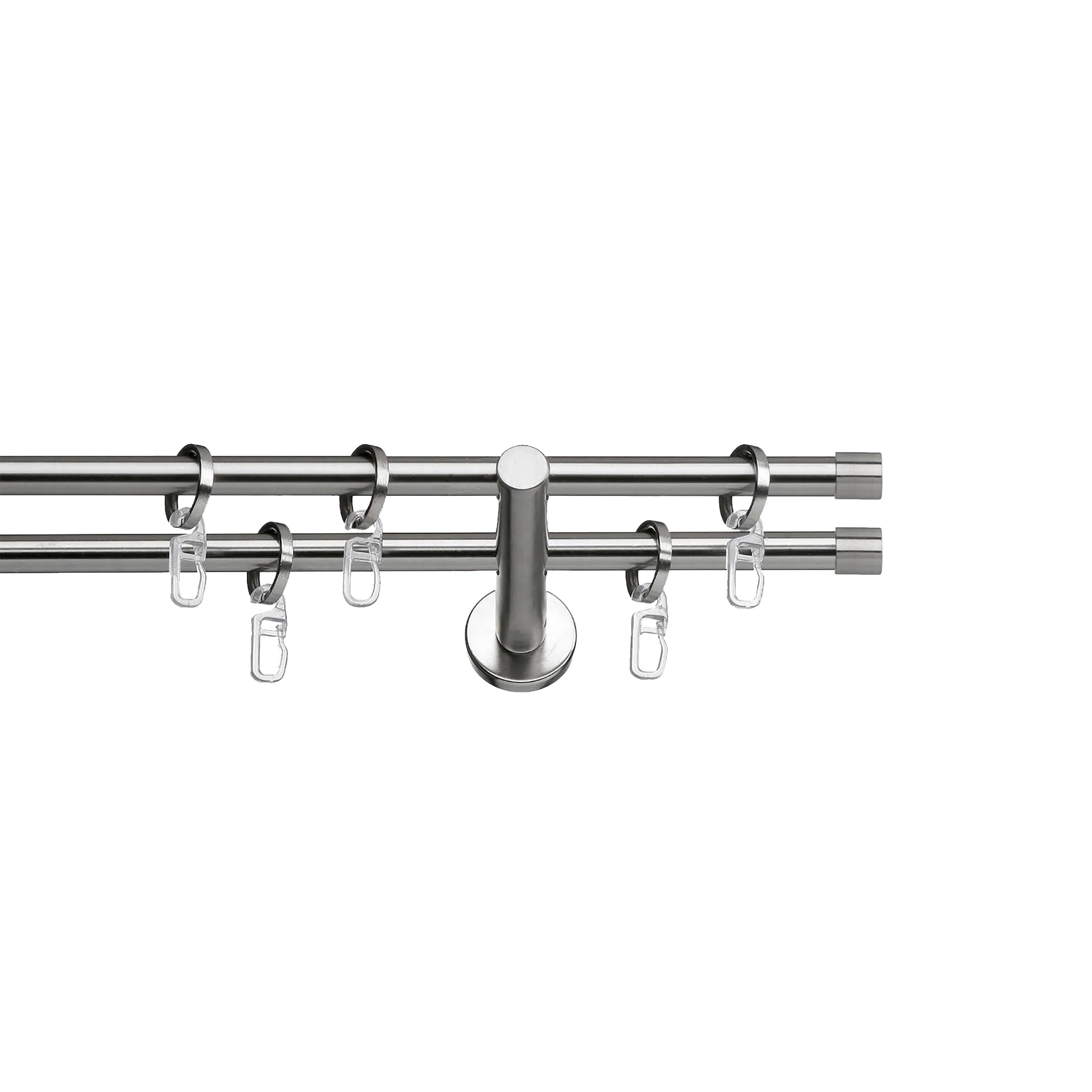 SN Deco Gardinenstange Brest Edelstahl optik 2-Lauf, 480cm, Komplettset