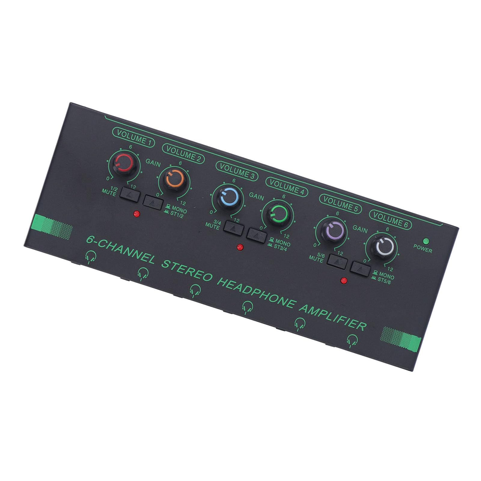Pilipane Amplificatore per cuffie stereo a 6 canali Mini Signal Slitttter con 12 jack di output per la creazione di musica Performance dal vivo in lega di alluminio