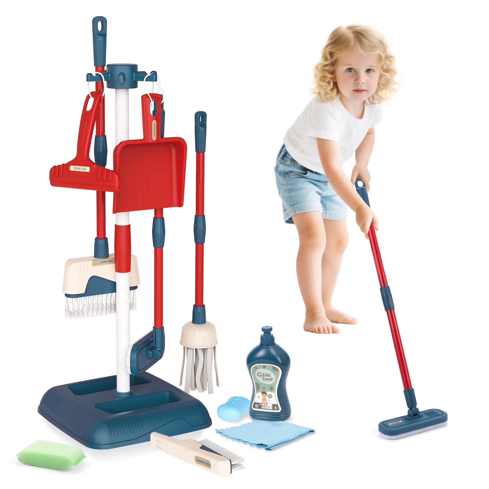 Set di giocattoli per la pulizia dei bambini, set di giocattoli per la pulizia dei bambini, strumenti per la pulizia della casa giocattoli set da gioco, scopa, paletta, mocio, spolverino