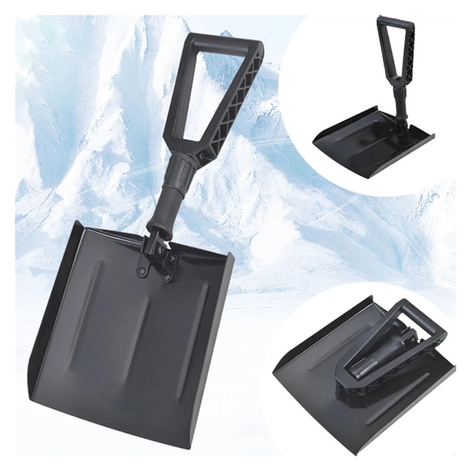Genérico Pala Nieve Plegable con Bolsa Tela, Multifuncional Portátil