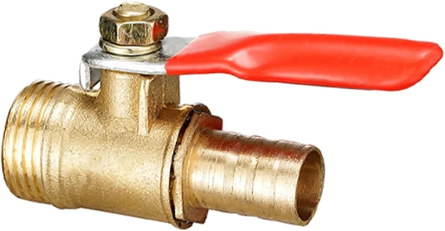Brass 6/8/10/12mm Red Lever Handle Ball Valve Hose Barb 1/4" 3/8" 1/2" BSPT Male Thread Connector Pipe Fitting Coupler Adapter(8mm - 1I4 inch)