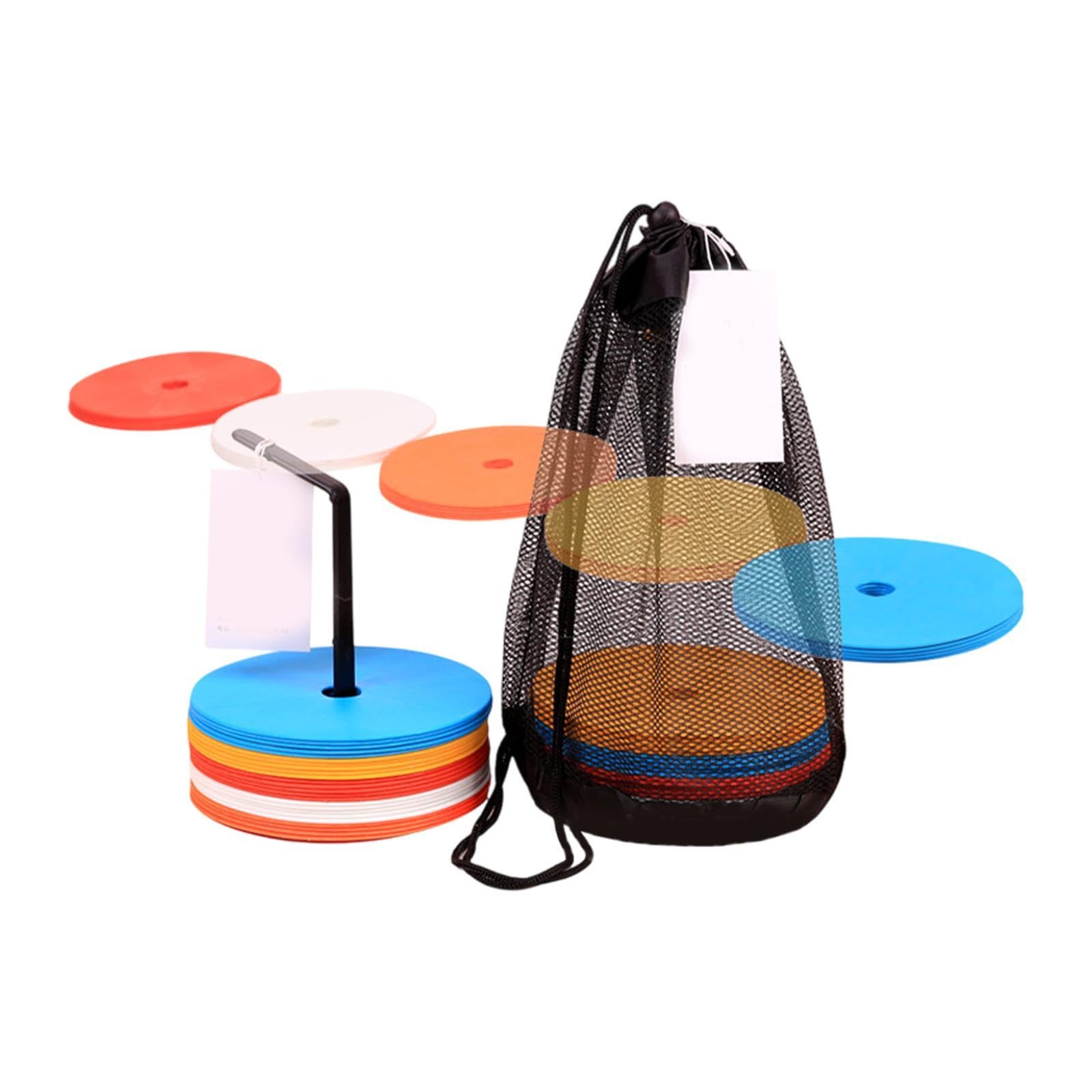 25 Conos Planos de para Fútbol, ​​Discos de Fútbol, ​​Conos de Prácticos con Bolsa de Soporte para Material Didáctico de Fútbol
