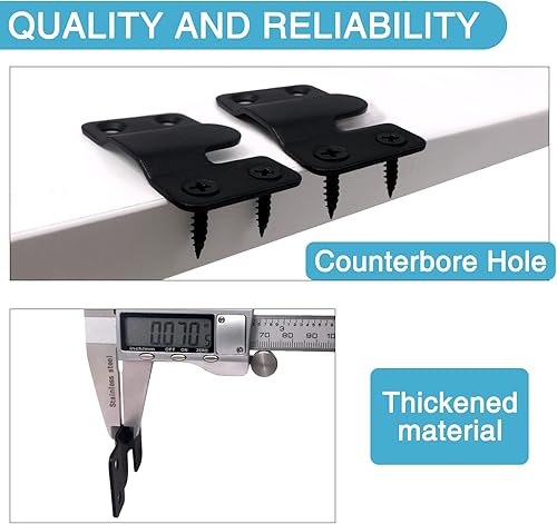 Miniatura 5 de HOUYITOU 12 soportes de montaje empotrado negro de 209 x 118 pulgadas hebilla colgante entrelazada de acero inoxidable clips en Z soportes de