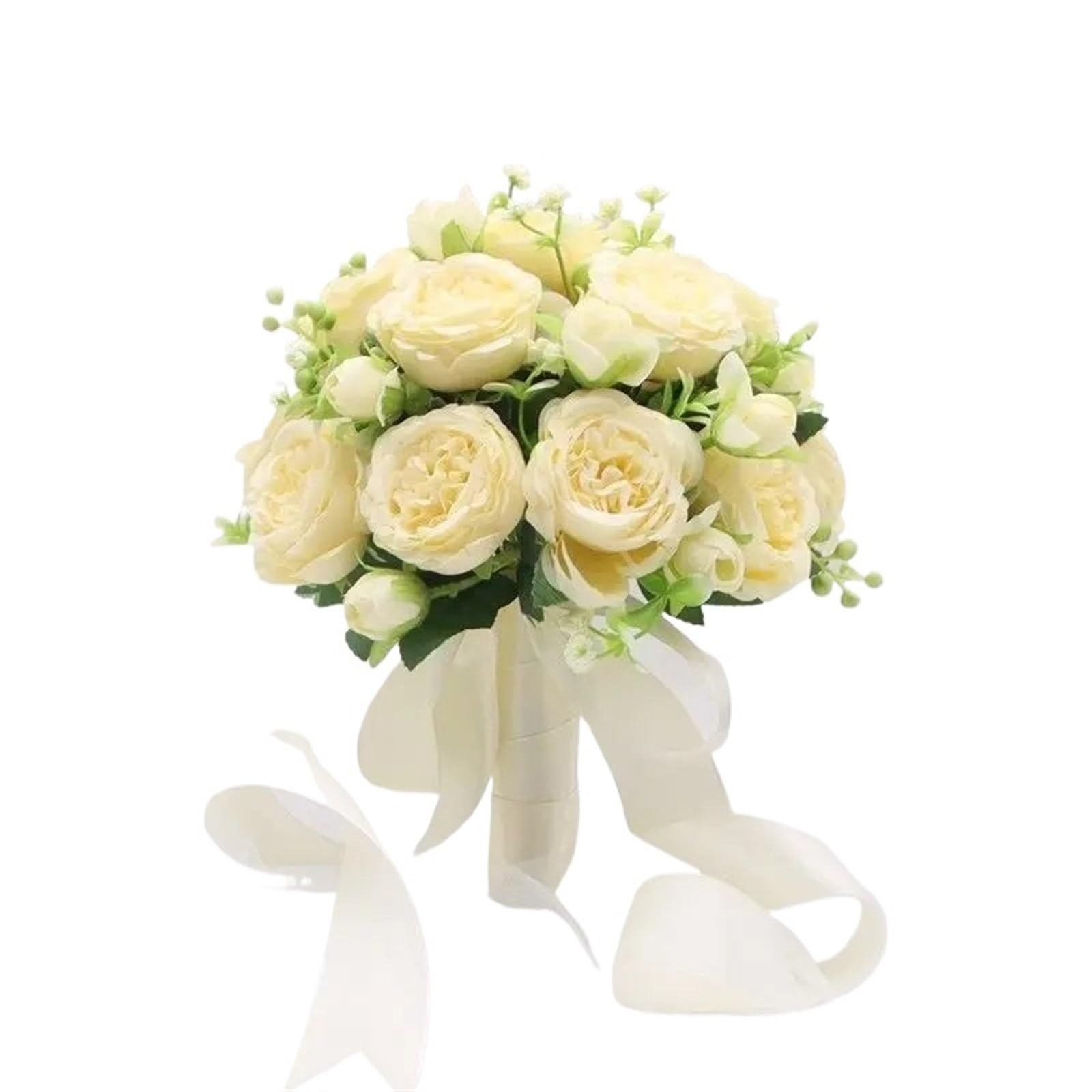 ZGCrumphant Artificial Wedding Bouquet Holding Flowers Artificial Rose Wedding Bouquet with Silk Satin Ribbon Bridesmaid Bridal Party(Color2)