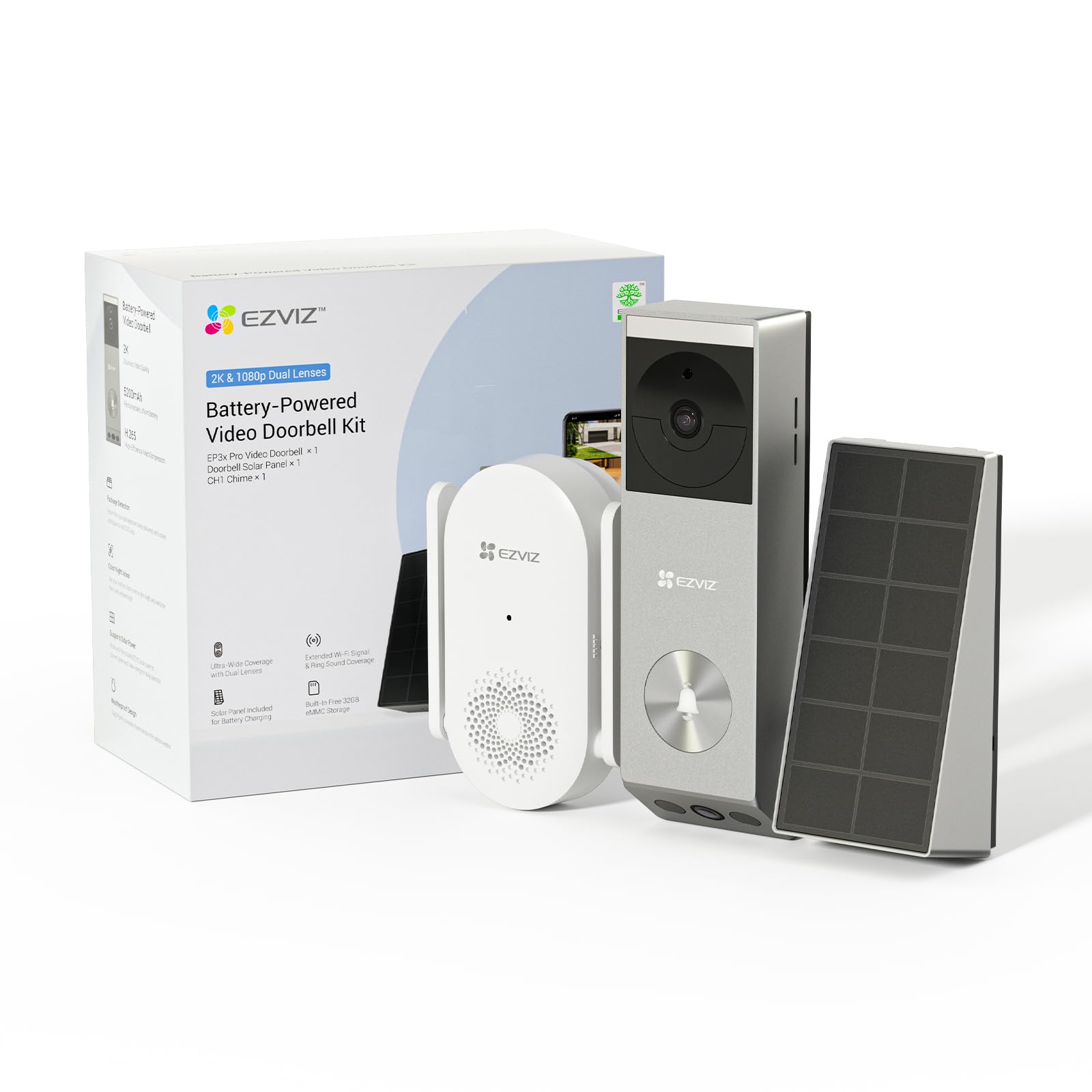 EZVIZ 2K Video Doorbell Camera Wireless, 2.4GHz Wi-Fi, No