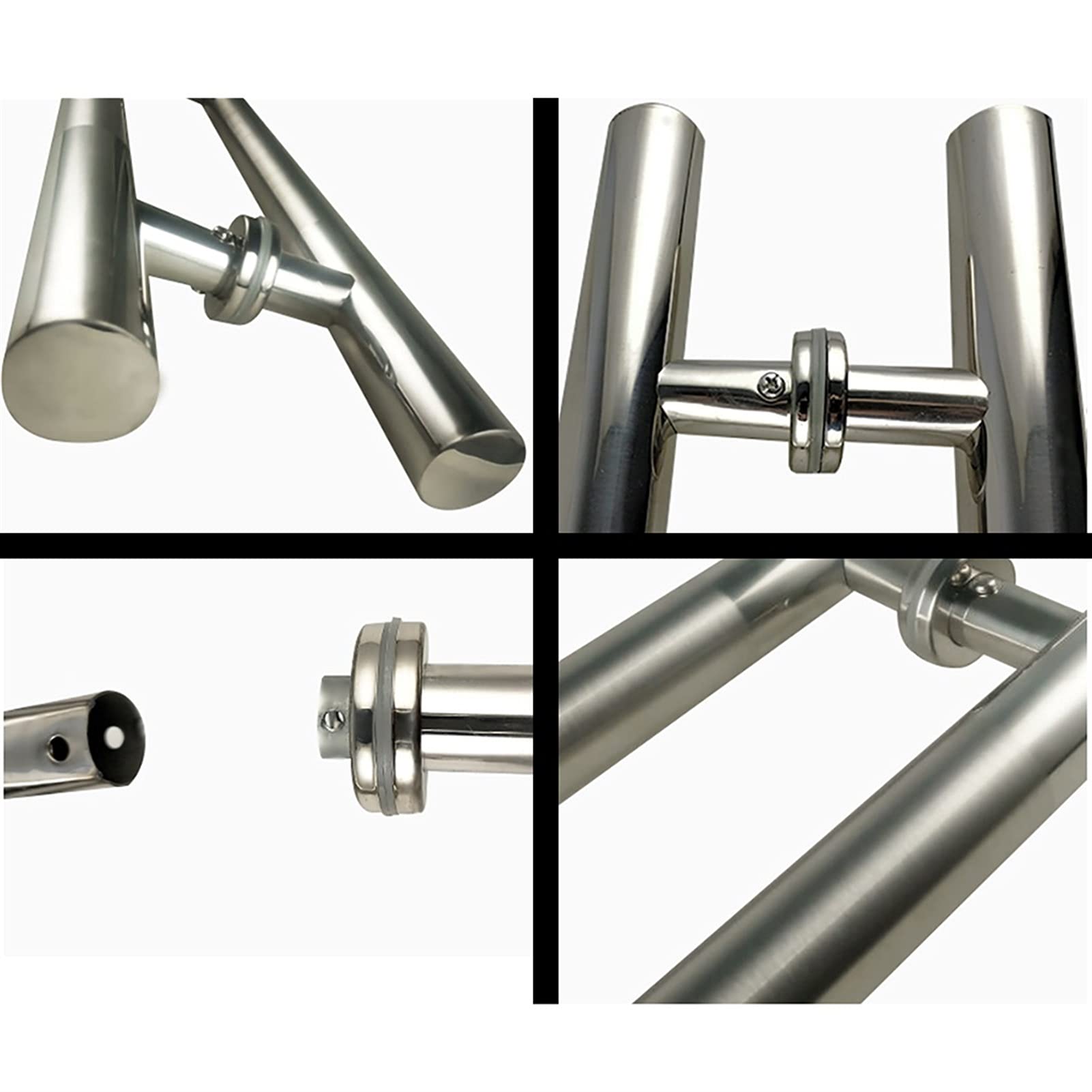 Herrajes para Puertas: Manilla de Puerta Redonda de Acero Inoxidable 304 Cepillado, Resistente, para Puertas de Vidrio, Madera y Madera. Incluye manija de Empuje y tracci