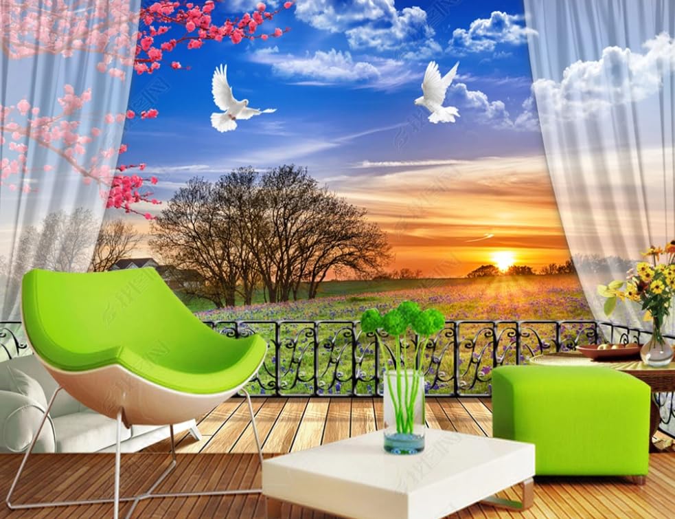Papier peint intissé paysage de campagne pour créer une ambiance nature dans la chambre