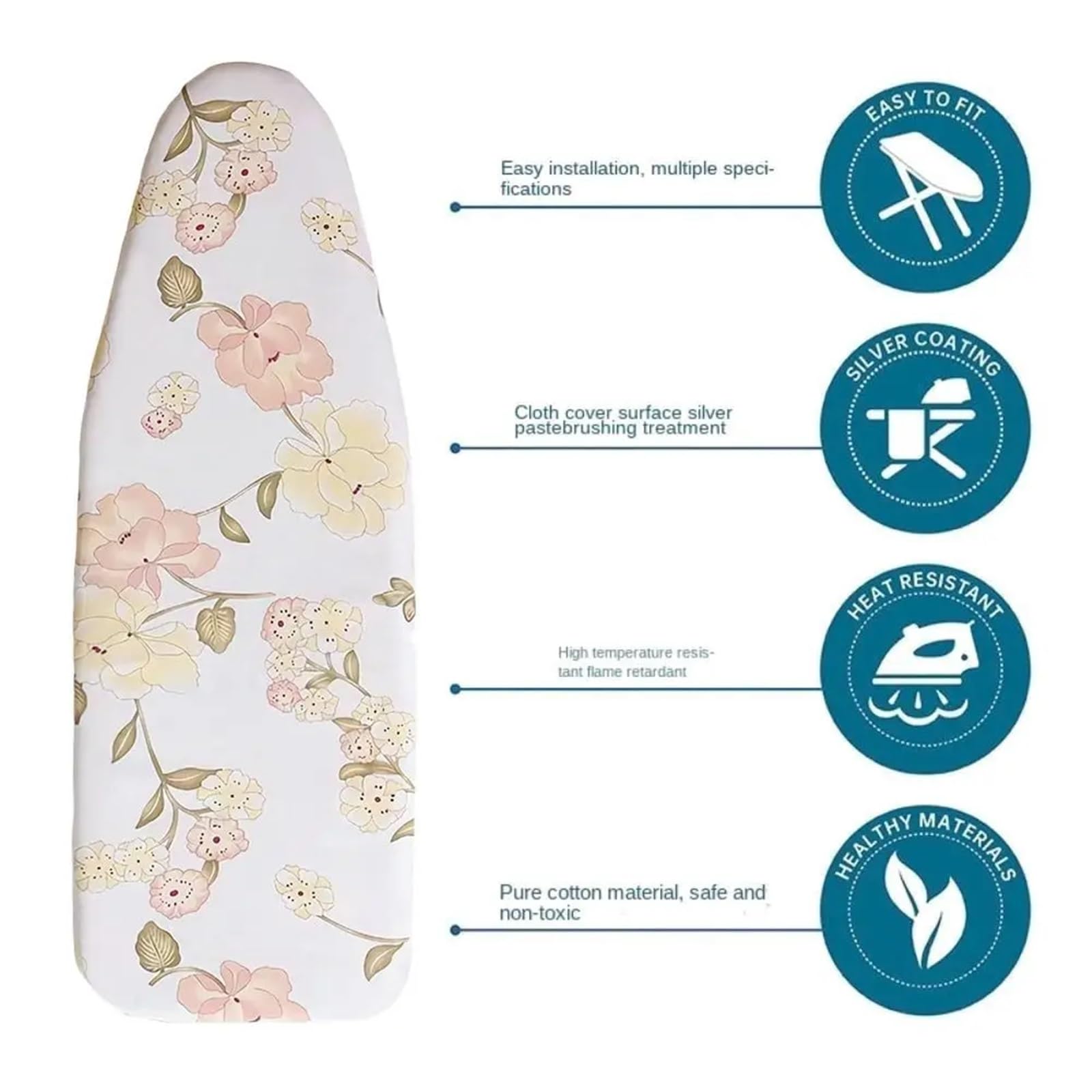 Coperture per assi da stiro, Panno durevole for asse da stiro, cuscinetto addensato resistente al calore, forniture universali for bucato, imbottito stampato(1 for Panel 100x34cm)