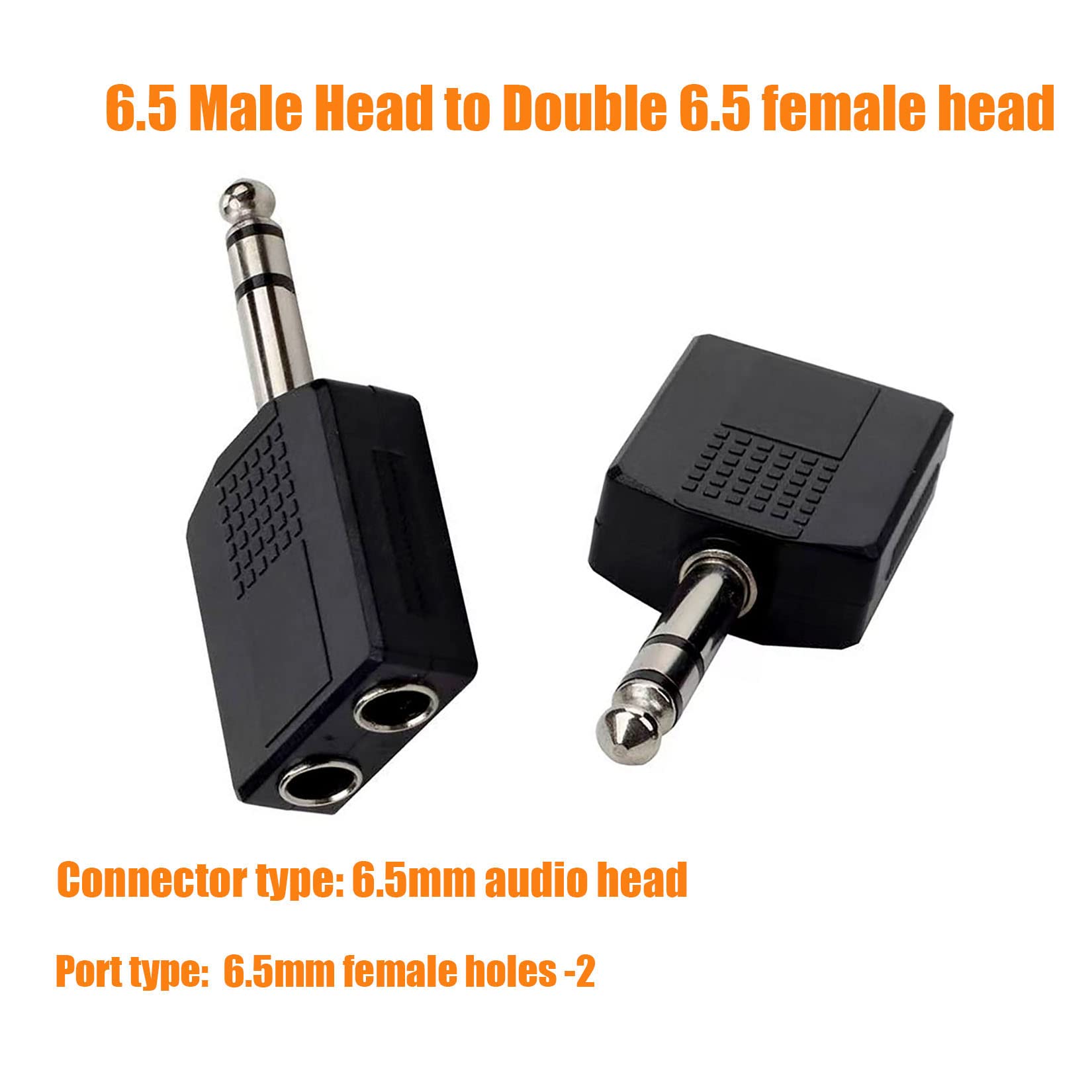 Adaptador de audio de interconexión estéreo de 6,5 mm, TRS macho de 6,35 mm a dos cabezales de audio hembra de 6,35 mm M-2 x 6,35 mm F-TRS