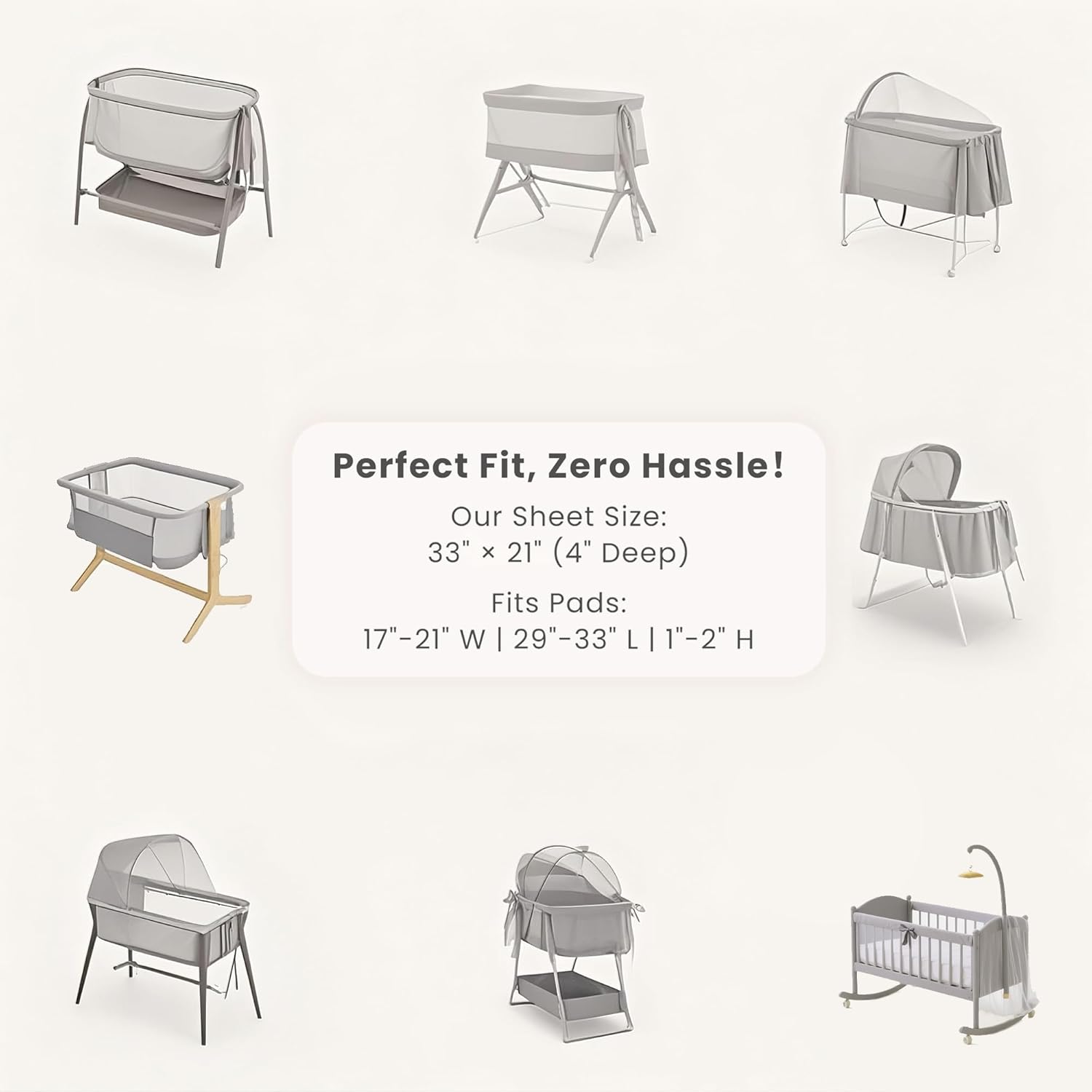 Konssy Silky Soft Bassinet Sheets 3 Pack, Ultra-Stretchy Bassinet Mattress Sheets 33"x 21" for Baby Girl Boy, Compatible with Baby Delight, Dream On Me, AMKE and Other Rectangle Mattress (Green Leaf) - Image 3