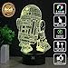 3D Lamp R2-D2 Table Night Light Force Awaken Model 7 Color Change LED Desk Light with Multicolored USB Power for Living Bed Room Bar Best Gift Toys Designed by HUI YUAN