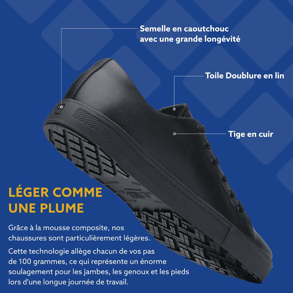 Shoes for Crews Baskets de Travail antidérapantes Unisexes – Confortables, légères, idéales pour Le Commerce de détail, la Restauration, Cuisine, Bistro – Old School Low Rider IV