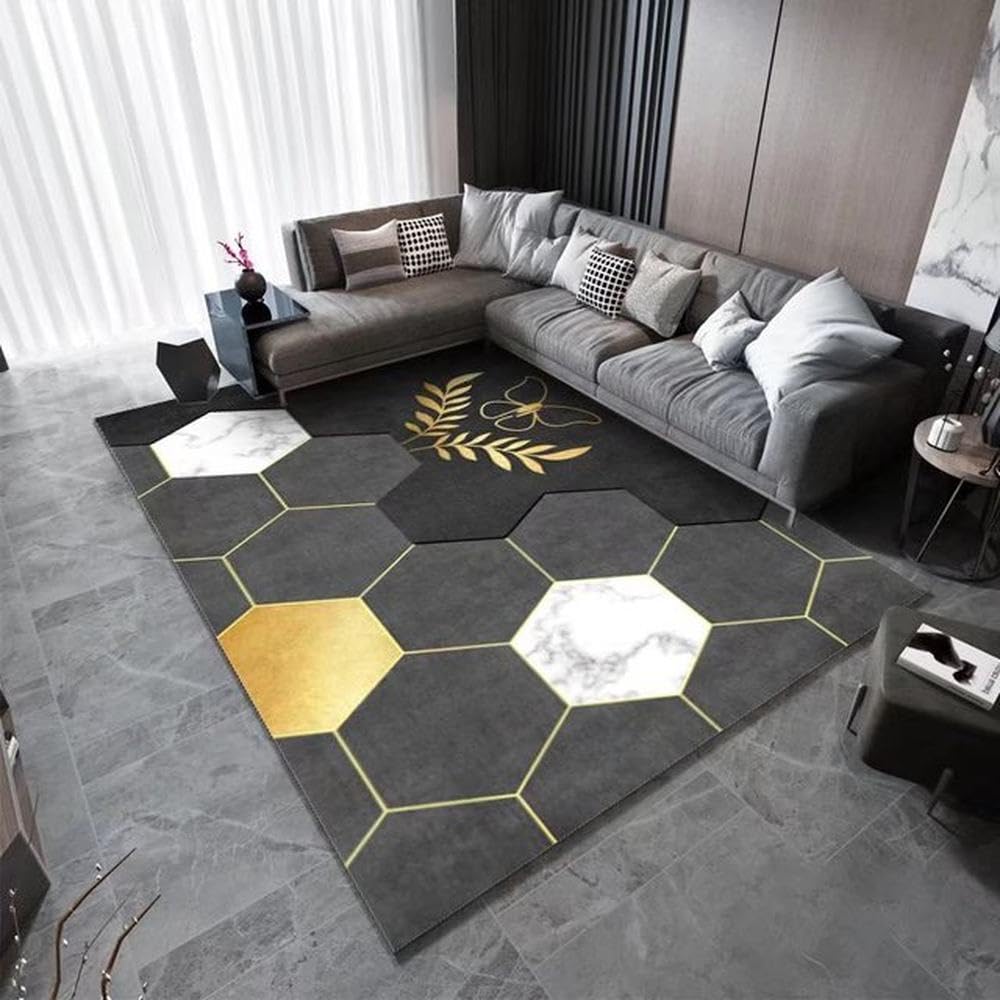 Tapis géométrique salon 120x160 déco maison chambre tapis de sol flanelle doux design moderne