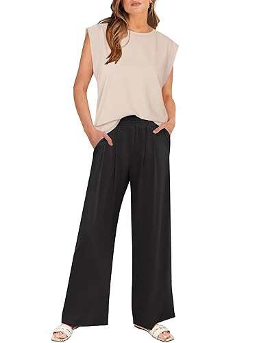 ANRABESS Women 2 Piece Outfits Tank Top & Palazzo Pants