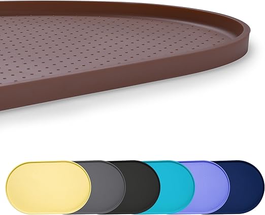 100% Waterproof 0.5" Raised Edge BPA Free Silicone Dog Food Mat, Pet Cat Feeding Mats Contain Spills Protects Floors, Placemats for Cats and Dogs Water Bowl Dishwasher. (Small, Brown)