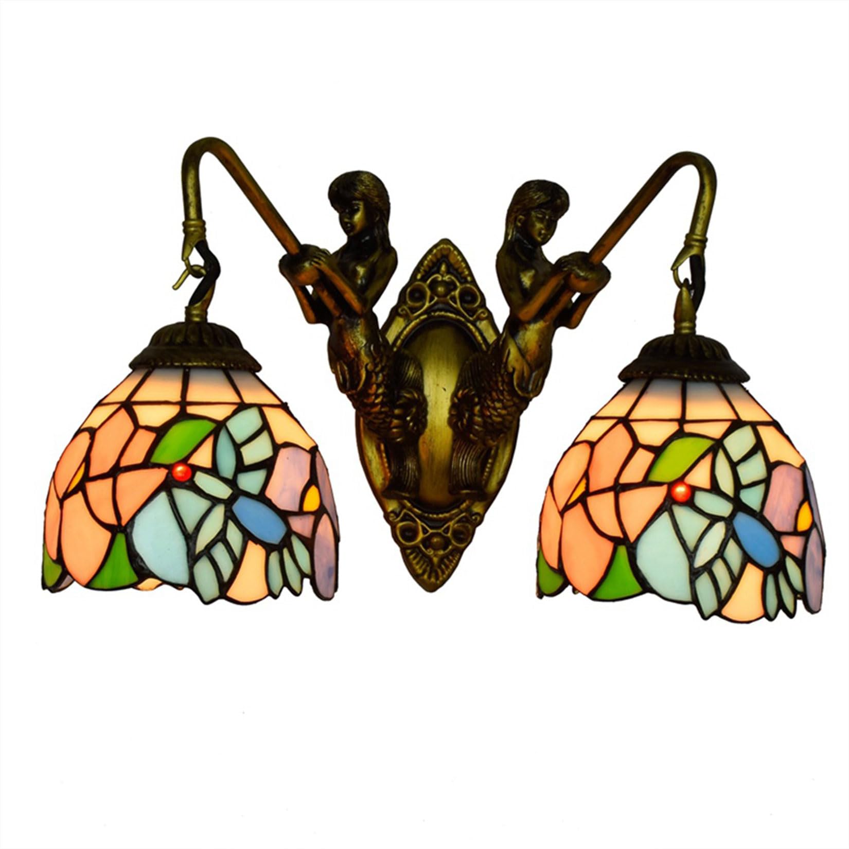 NHPJFDC Tiffany 2-Light Bathroom Light Fixtures, Bathroom Vanity Wall Lamp,Wall Sconce Light for Kitchen Living Room Balcony Bedroom And Hallway,Blue Bird