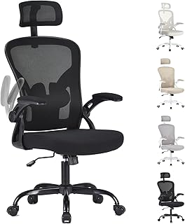Farini Ergonomischer Stuhl mit Armlehne Büro Schreibtischstuhl mit Rollen Bequemer Home Office Stuhl, Schwarz