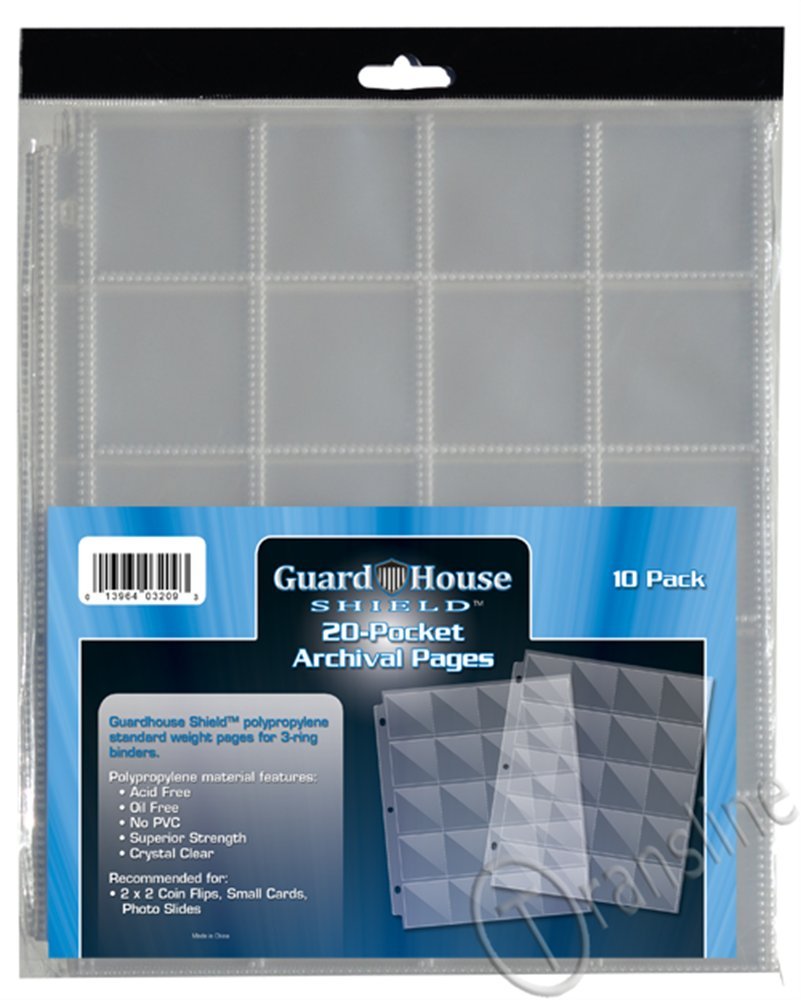 GuardHouse Shield 20 Pocket Coin Storage Pages for 2x2 Holders