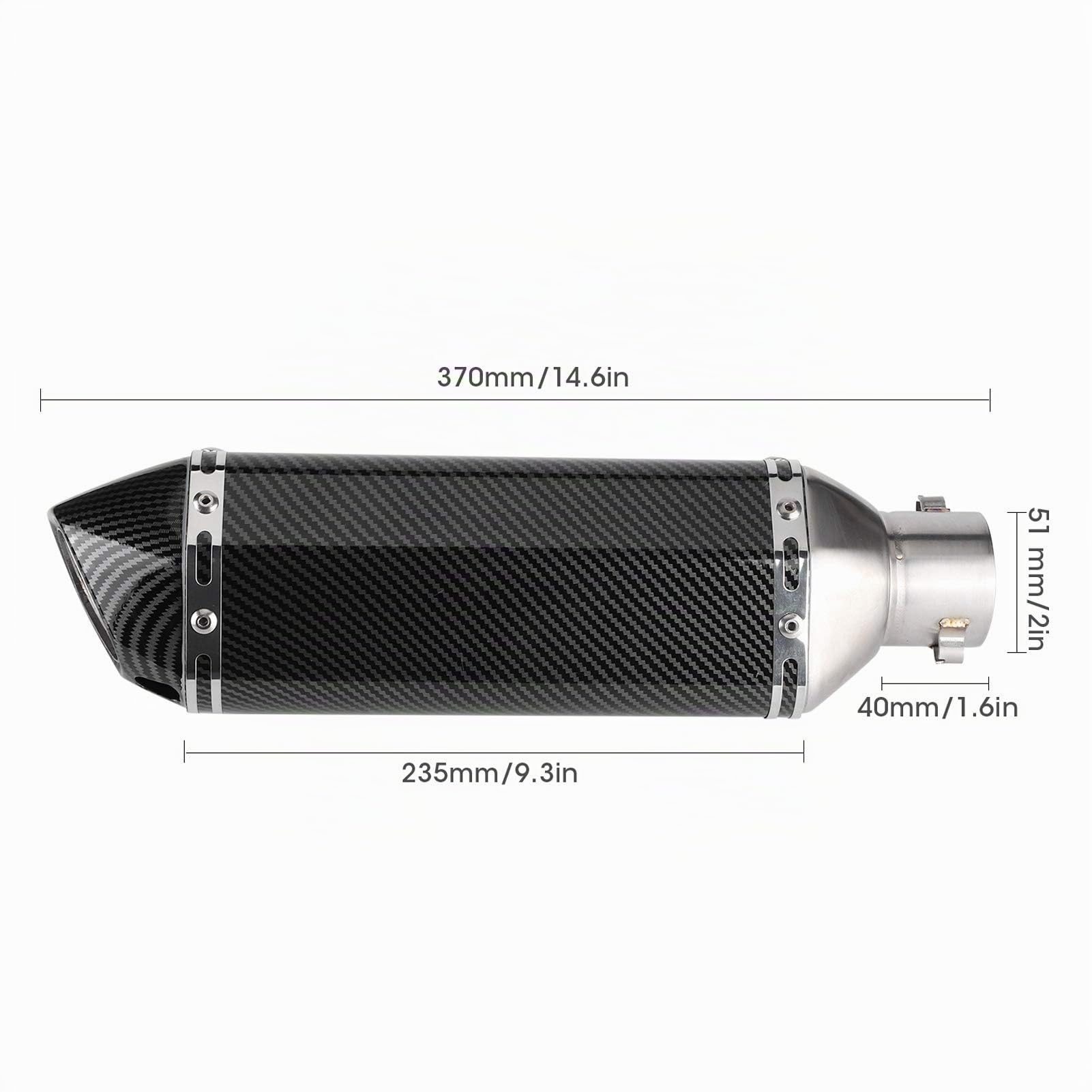 Silenciador de escape - de escape Mid-Pipe + Silenciador deslizante estilo fibra de carbono con DB Killer de escape de motocicleta Silenciador de salida Mid-Pipe Fit para Ninja 400 Z40