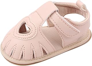Lykmera Sandálias infantis para meninas sapatos únicos vazados amor primeiros passos sandálias infantis sapatos de princesa sandálias de couro (rosa, criança de 4,5 anos)