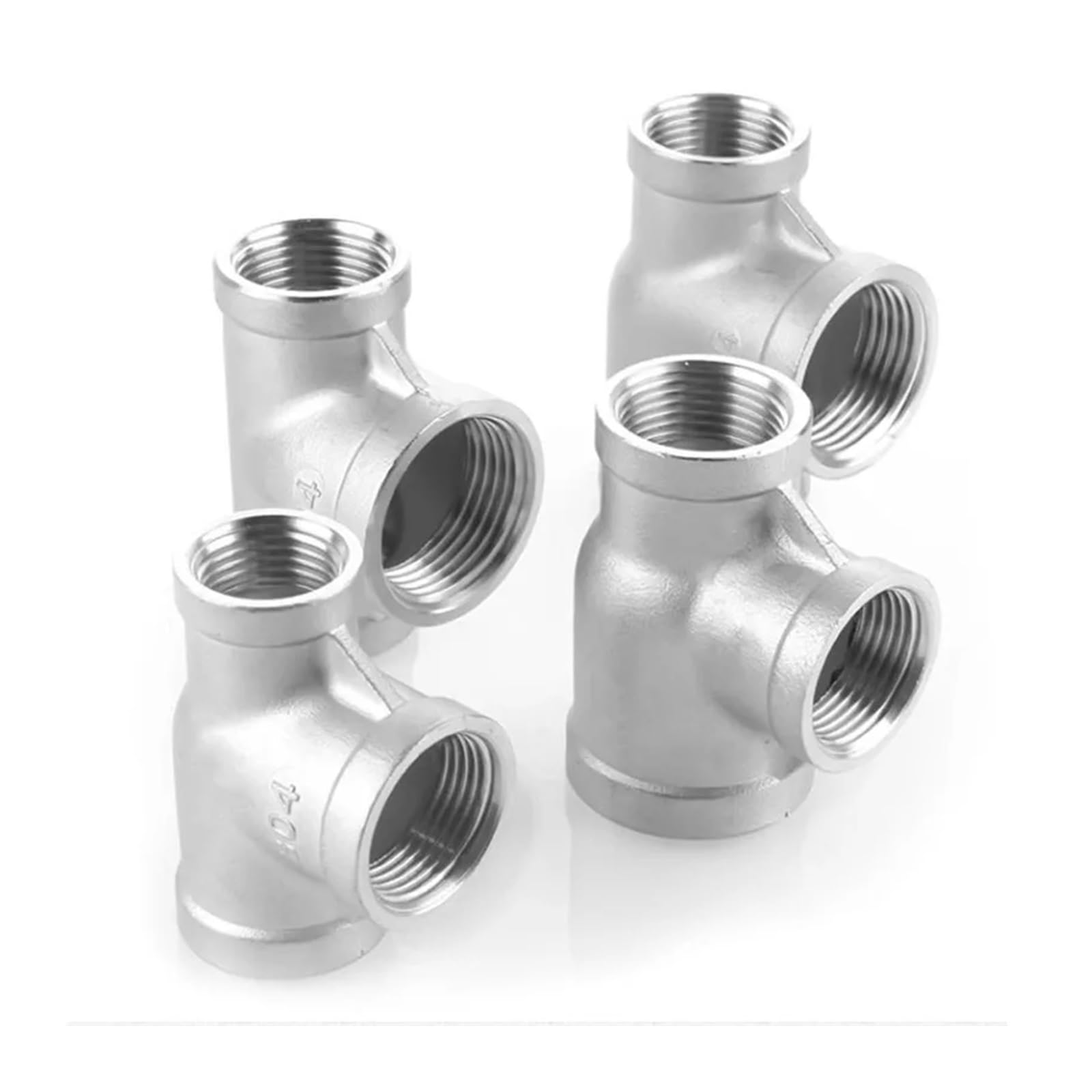 1/2 "3/4" 1 "1-1/4" 1-1/2 "adaptador acoplador de conector reductor de ajuste de tubería de acero inoxidable de tres vías en T de hilo femenino de 304"(2-2.5-2)