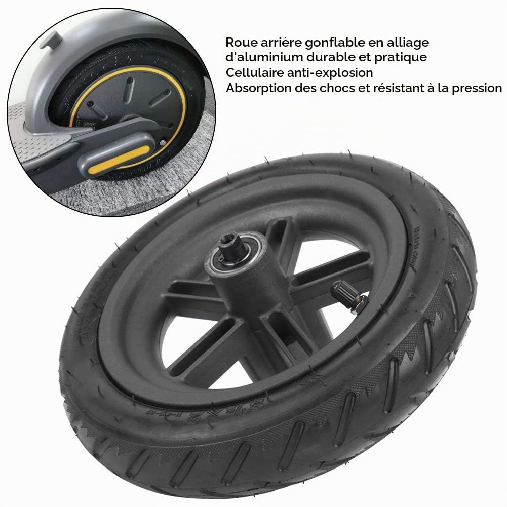 MAGT Roue Arrière De Scooter Électrique pour Xiaomi M365 Pro/Pro 2, Pneu De Roue Arrière Gonflable En Caoutchouc De Scooter Électrique