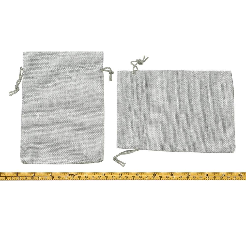 Sacs en tissu avec cordon de serrage Sacs d'emballage en toile de jute Sacs à cordon de serrage pour bijoux Emballage cadeau 18 x 13 cm Sacs en toile de jute gris clair Sacs cadeaux avec cordon de