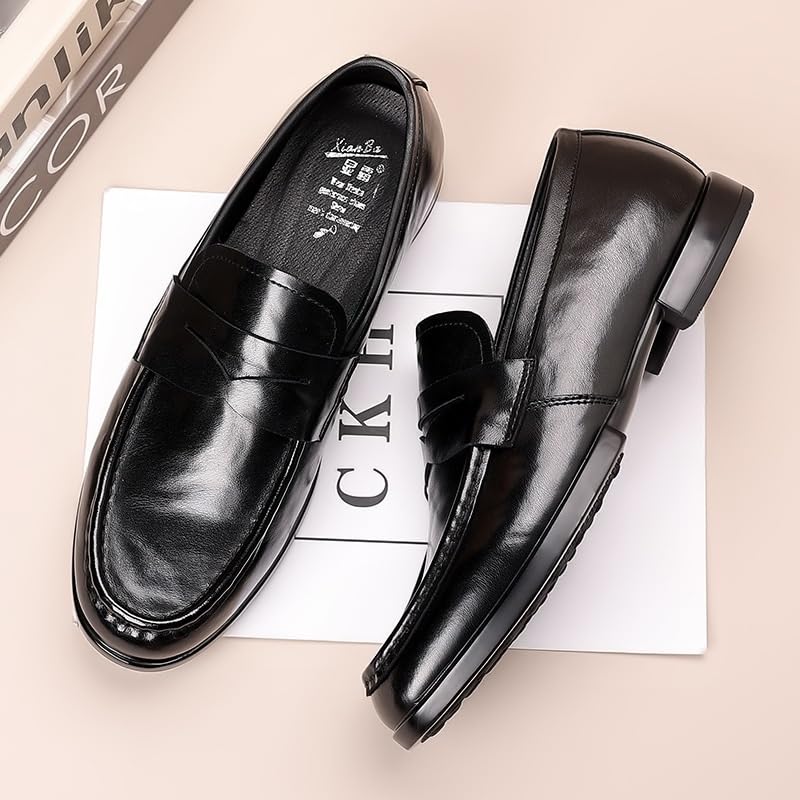 Men's Casual Slip On Leather Loafers Casual Lightweight Soft Non Slip Walking Shoes for Driving Daily Work Office2