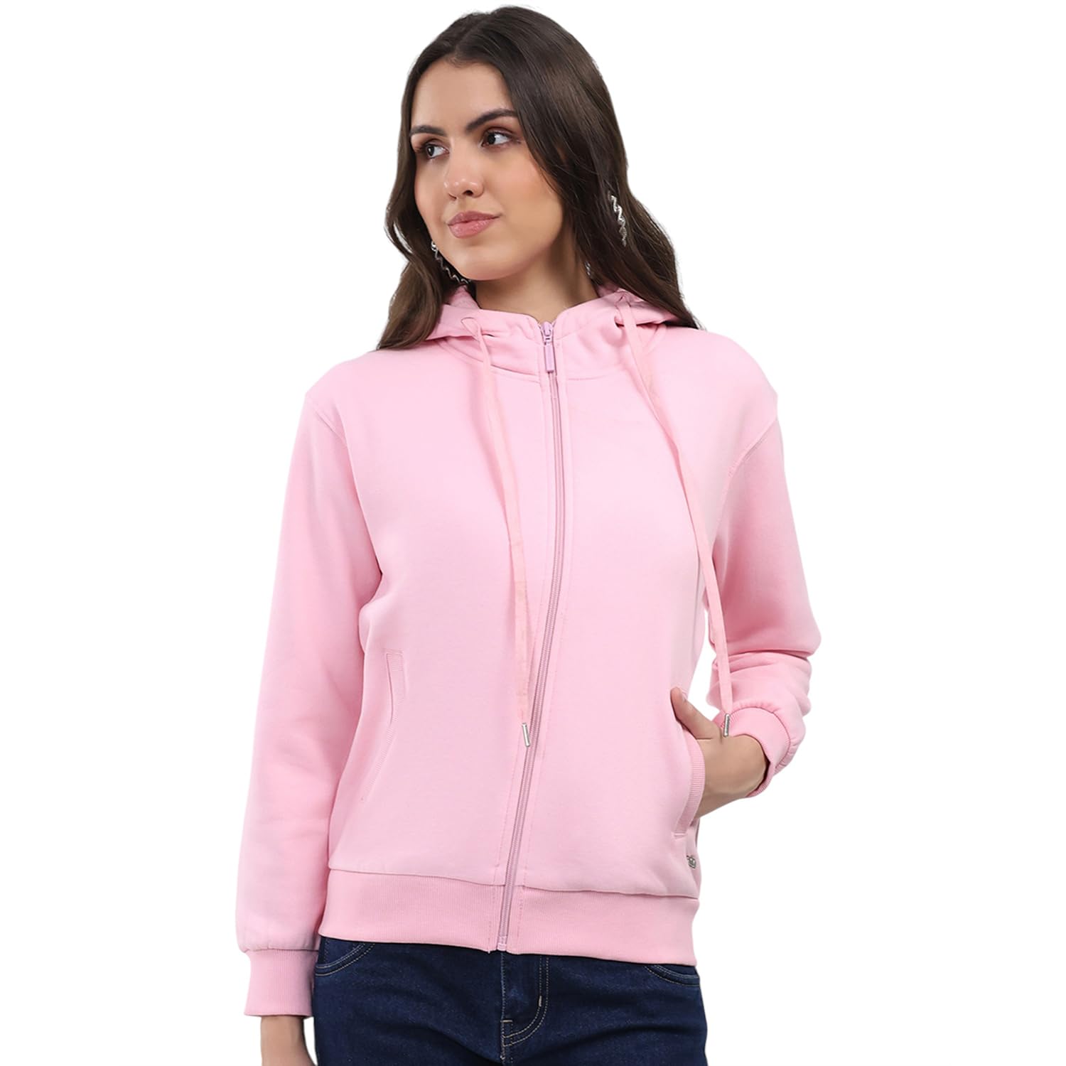 women regular fit solid pattern hooded neck side pocket zipper full sleeve winter sweatshirt|warm and comfortable sweatshirt | winter wear sweatshirt for women's (pack of 1)
