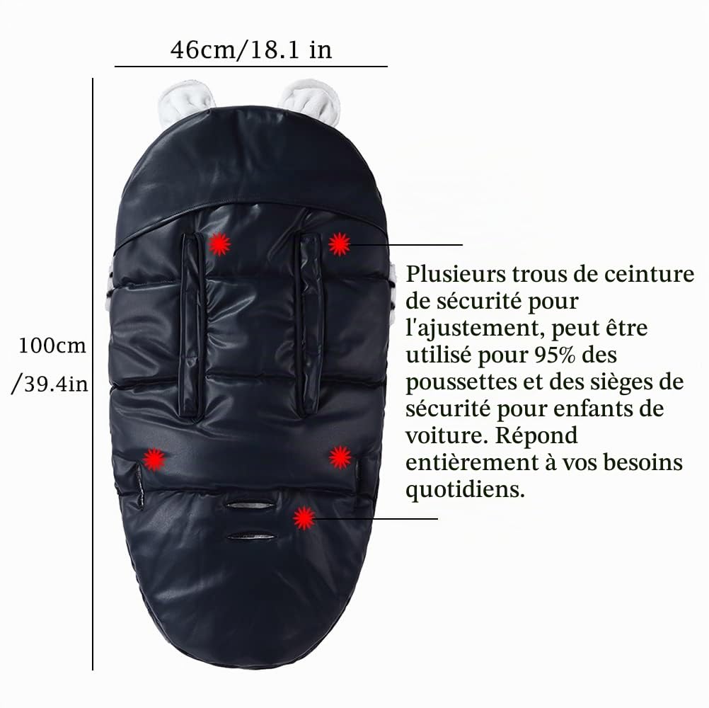 D'hiver Chancelières Universelle pour Poussettes,Accessoire Poussette,Sac de Couchage Bébé Hiver Chaud,Coupe-Vent, Imperméable, Résistant au Froid, Lavable (Kaki)