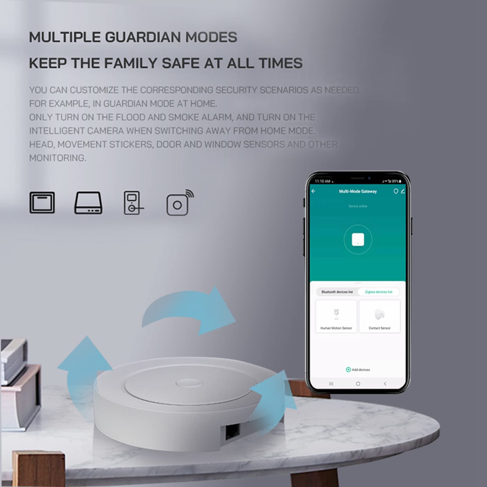 Inteligentna bramka Bluetooth Zigbee uniwersalna bezprzewodowa bramka synchronizacyjna do zdalnego sterowania dla bezpieczeństwa w domowym biurze ABS 4,5 x 1,1 cala